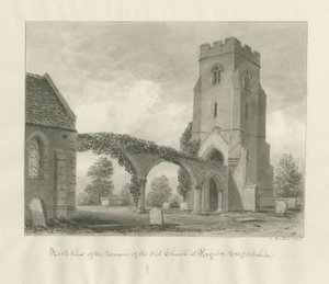 Rugeley Church (vanha): seepiapiirustus tekijältä John Buckler