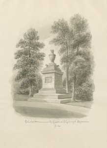 Shugborough - Kissamonumentti: seepiapiirros tekijältä John Buckler