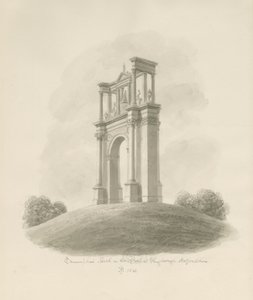 Shugborough - Riemukaari: seepiapiirustus tekijältä John Buckler