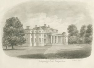 Shugborough Hall: seepiapiirustus, 1843 tekijältä John Buckler