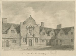 Stafford - Alms Houses: seepiapiirros, 1837 tekijältä John Buckler
