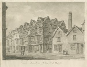 Stafford - Muinainen "High House": seepiapiirustus, 1841 tekijältä John Buckler