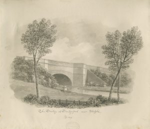 Stafford - Bridge at Bridgeford: seepiapiirustus tekijältä John Buckler