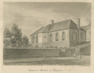 Stafford - Grammar School: seepiapiirustus, 1837 tekijältä John Buckler
