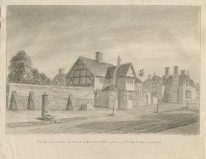 Stafford - [The White Lion Inn]: seepiapiirustus, 1842 tekijältä John Buckler
