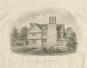 Standon Hall: seepiapiirustus tekijältä John Buckler