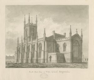Stoke-upon-Trent Church [Uusi]: seepiapiirustus tekijältä John Buckler
