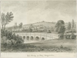 Kivi – silta Trent-joen yli: seepiapesupiirros, 1844