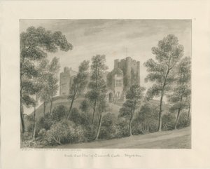 Tamworth Castle: seepiapiirustus, huhtikuu 1849 (piirustus) tekijältä John Buckler