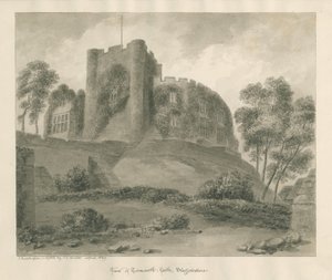 Tamworth Castle: seepiapiirustus, huhtikuu 1849 tekijältä John Buckler