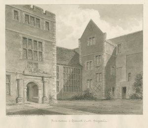 Tamworth Castle: seepiapiirustus, huhtikuu 1849 tekijältä John Buckler
