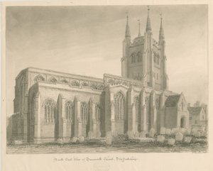 Tamworth Church: seepiapiirustus tekijältä John Buckler