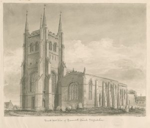 Tamworth Church: seepiapiirustus tekijältä John Buckler
