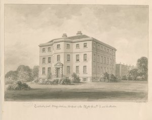 Teddesley Hall: seepiapesupiirustus, 1841 tekijältä John Buckler