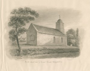 Tixall Church: seepiapesupiirros, nd [?1841] tekijältä John Buckler