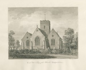 Trysullin kirkko: seepiapesupiirustus, 1846 tekijältä John Buckler