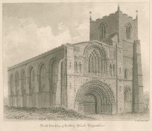 Tutbury Priory Church: seepiapiirustus tekijältä John Buckler