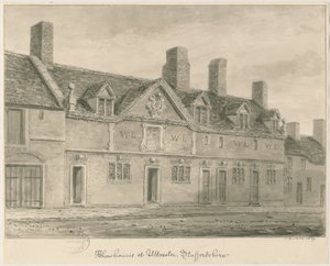 Uttoxeter Town - Almshouses: seepiapesupiirros, 1839 tekijältä John Buckler