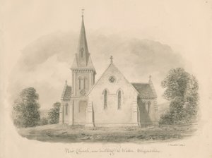 Walton-on-the-Hill Church: seepiapiirustus, 1842 tekijältä John Buckler