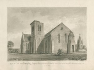 Walton-on-the-Hill Church: seepiapesupiirros, 1844 tekijältä John Buckler