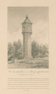 Westmorland - Broughamin linna - Kreivitärpilari: seepiapiirros, 1800 tekijältä John Buckler