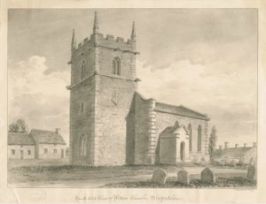 Wetton Church: seepiapiirros, 1839 tekijältä John Buckler
