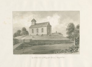 Wiggintonin kirkko: seepiapiirros, 1848 tekijältä John Buckler