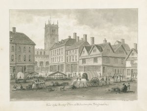 Wolverhampton - Market Place: seepiapiirros tekijältä John Buckler