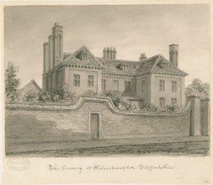 Wolverhampton - Deanery House: seepiapiirustus tekijältä John Buckler