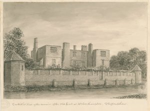Wolverhampton - The Old Hall: seepiapiirustus, 1837 tekijältä John Buckler