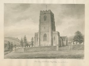 Worcestershire - Clent Church: seepiapiirros tekijältä John Buckler