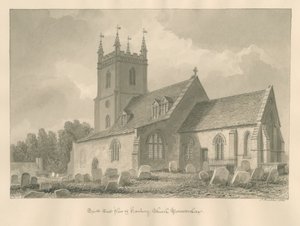 Worcestershire - Hanbury Church: seepiapiirustus, 1833 tekijältä John Buckler