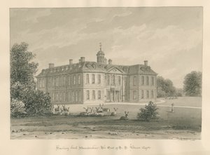 Worcestershire - Hanbury Hall: seepiapiirustus, 1833 tekijältä John Buckler