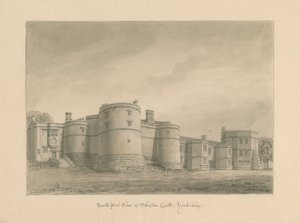 Yorkshire - Skipton Castle: seepiapiirros, 1818 tekijältä John Buckler