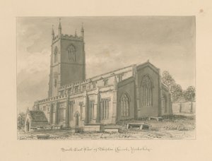 Yorkshire - Skipton Church: seepiapiirustus, 1818 tekijältä John Buckler