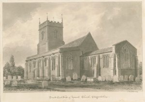 Yoxall Church: seepiapiirustus tekijältä John Buckler