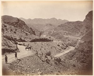 Landi Kotal Pass näyttää kuningattaren omien Madras Sappers and Minersin rakentaman tien, noin 1878