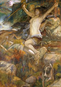 Diana of the Hunt, 1901 (wc paperilla) tekijältä John Byam Liston Shaw