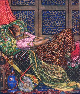 Zira vankeudessa, kuvitus Kaman puutarhasta (ja muita sanoituksia Intiasta), 1920 tekijältä John Byam Liston Shaw