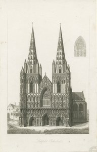 Lichfield Cathedral - West Front: kaiverrus ja [?1800-luvun alku] (painettu)