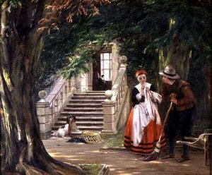 Flirttailu mestarin talon ulkopuolella tekijältä John Callcott Horsley
