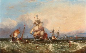 Ships by the Coast (öljy kankaalle)