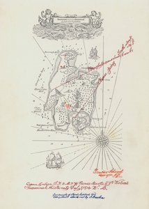 Kartta Treasure Islandille (väri litho)