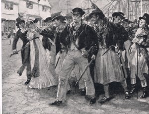 Naval Mutineers Ashore, kuvitus teoksesta "British Battles on Land and Sea", julkaisija Cassell, Lontoo, n. 1910