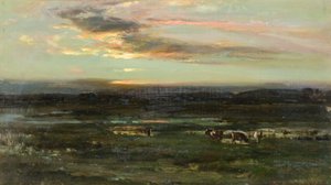 Auringonlasku, Badendoch (öljy aluksella) tekijältä John Campbell Mitchell