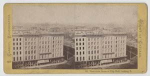 Stereografia näkymästä kaupungintalon kupolista pohjoiseen, ennen Chicagon tulipaloa vuonna 1871