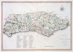 Sussexin kartta, 26. maaliskuuta 1805 (käsinvärinen kaiverrus)