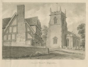 Cannock Church: seepiapiirros, 1841 tekijältä John Chessell Buckler