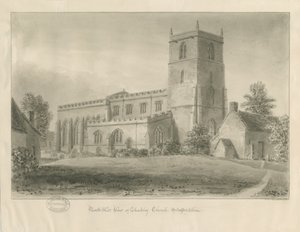 Checkley Church: seepiapiirustus tekijältä John Chessell Buckler