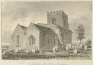 Draycott in the Moors Church: seepiapiirustus, 1841 tekijältä John Chessell Buckler